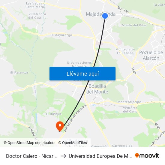 Doctor Calero - Nicaragua to Universidad Europea De Madrid map