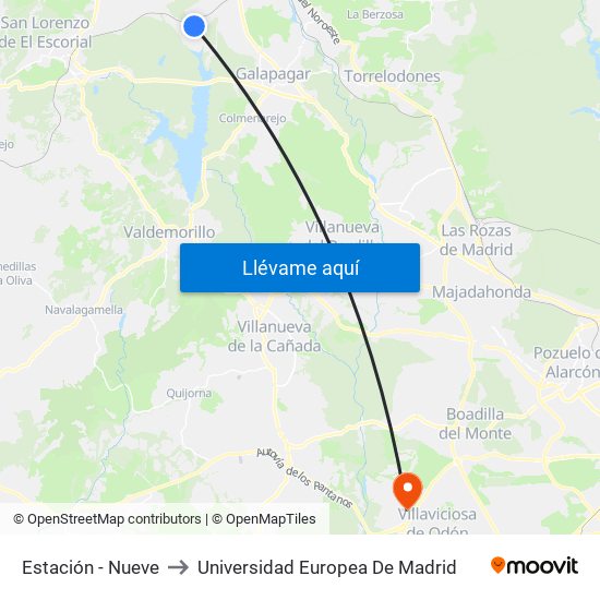 Estación - Nueve to Universidad Europea De Madrid map