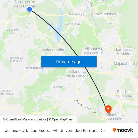 Juliana - Urb. Los Escoriales to Universidad Europea De Madrid map