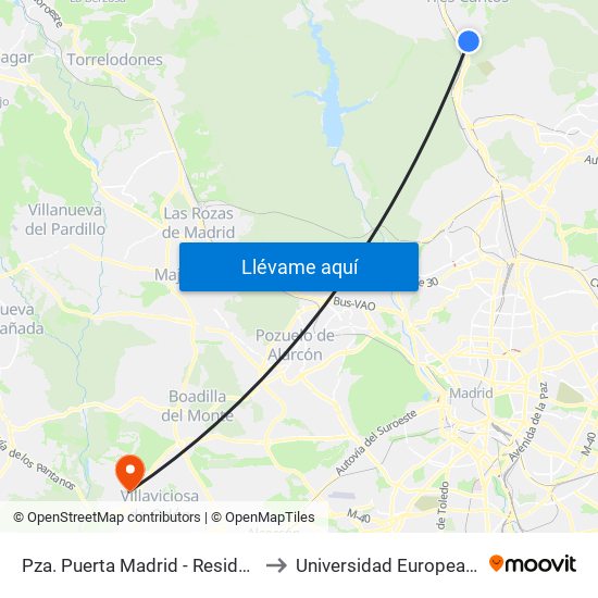 Pza. Puerta Madrid - Residencial Aislada to Universidad Europea De Madrid map