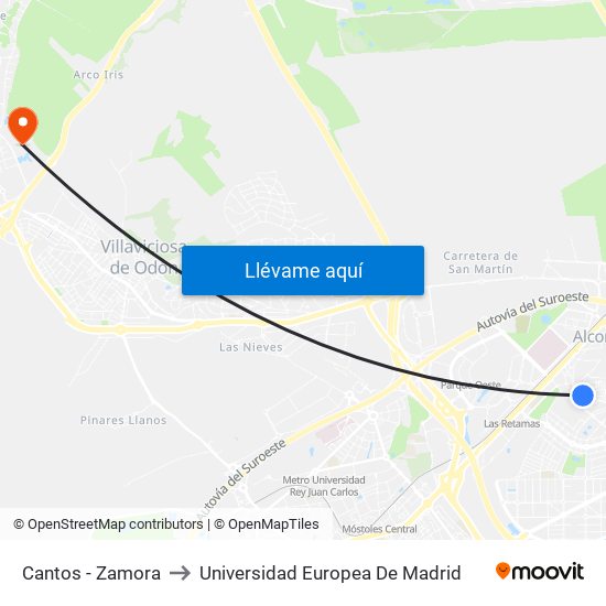 Cantos - Zamora to Universidad Europea De Madrid map