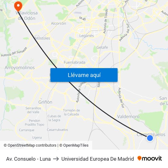 Av. Consuelo - Luna to Universidad Europea De Madrid map