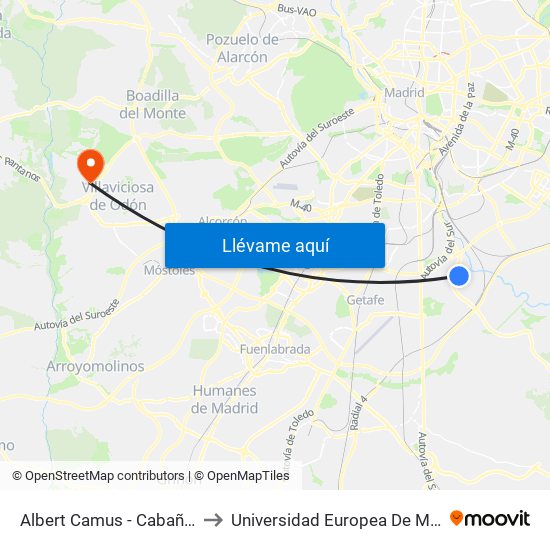 Albert Camus - Cabañeros to Universidad Europea De Madrid map