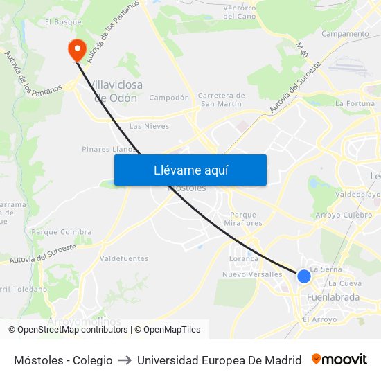Móstoles - Colegio to Universidad Europea De Madrid map