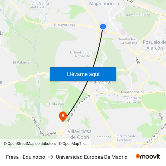 Fresa - Equinocio to Universidad Europea De Madrid map