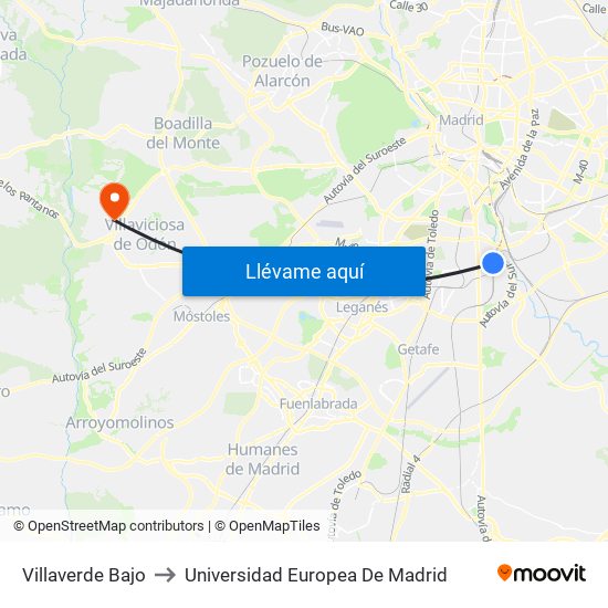 Villaverde Bajo to Universidad Europea De Madrid map