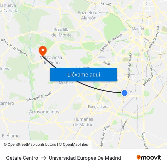 Getafe Centro to Universidad Europea De Madrid map
