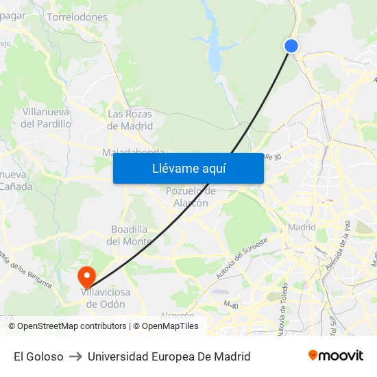 El Goloso to Universidad Europea De Madrid map