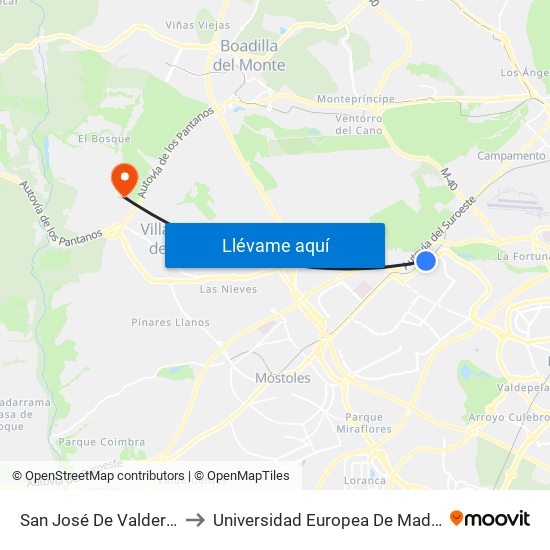 San José De Valderas to Universidad Europea De Madrid map