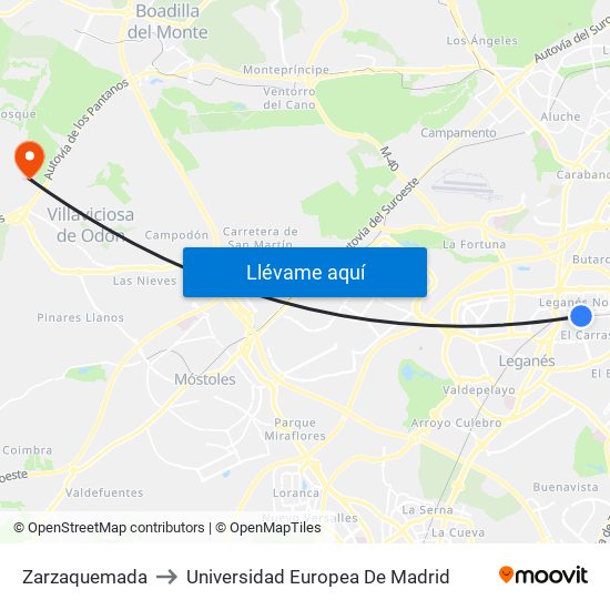 Zarzaquemada to Universidad Europea De Madrid map