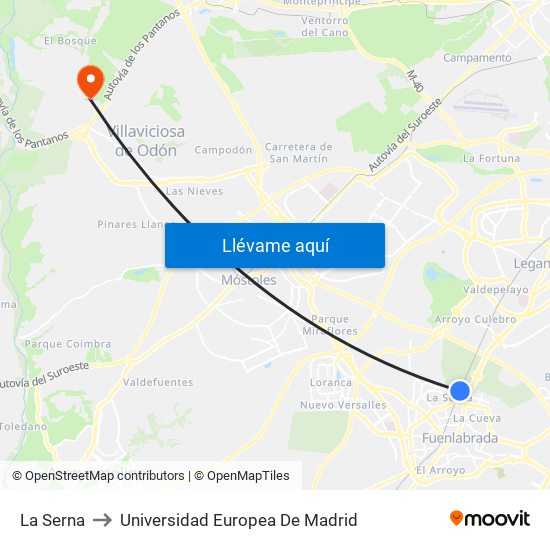 La Serna to Universidad Europea De Madrid map