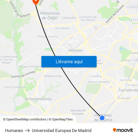 Humanes to Universidad Europea De Madrid map