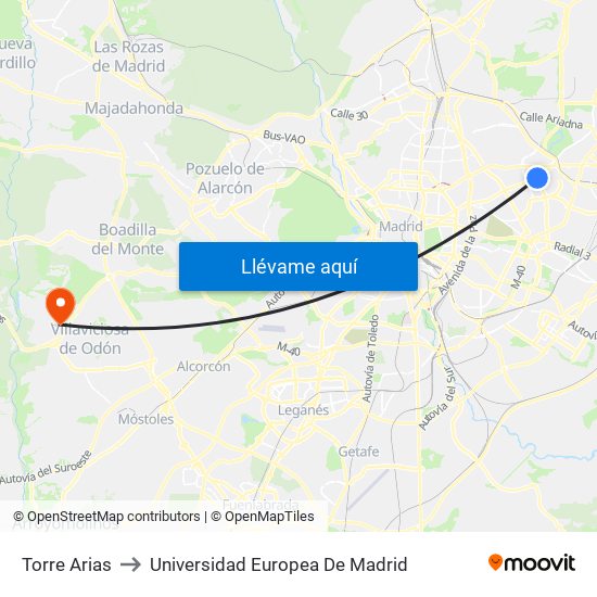 Torre Arias to Universidad Europea De Madrid map