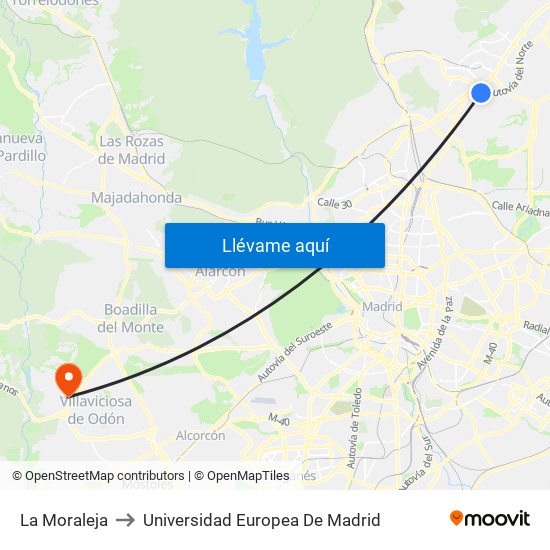 La Moraleja to Universidad Europea De Madrid map