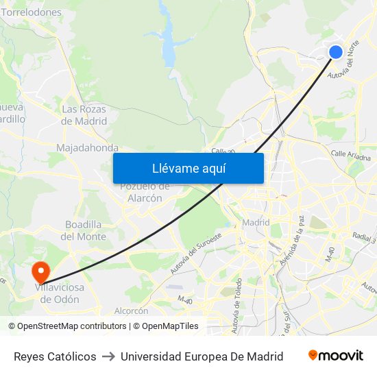 Reyes Católicos to Universidad Europea De Madrid map