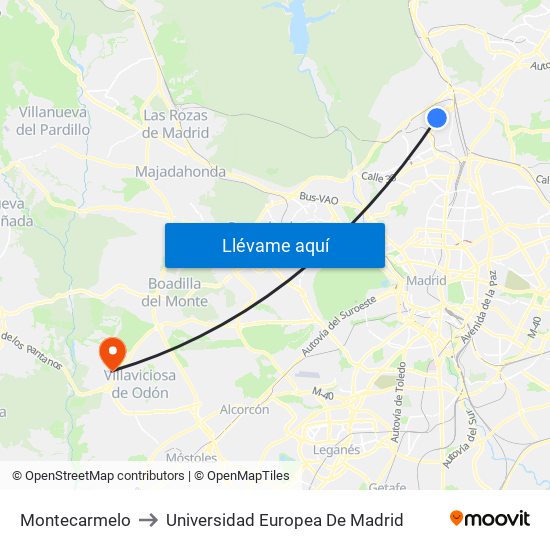 Montecarmelo to Universidad Europea De Madrid map
