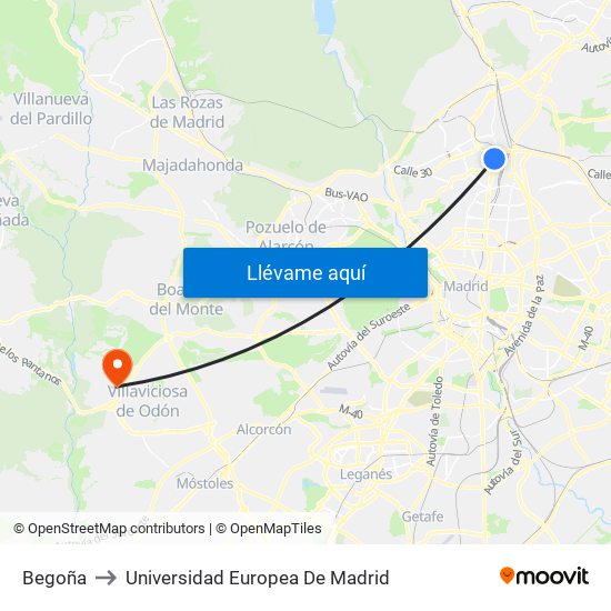 Begoña to Universidad Europea De Madrid map