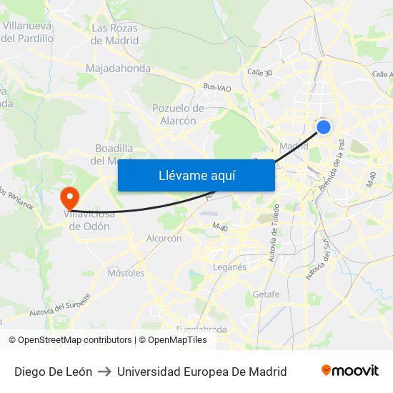 Diego De León to Universidad Europea De Madrid map