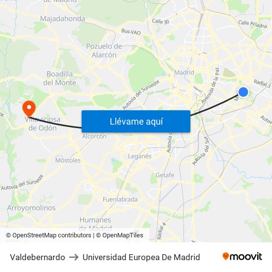 Valdebernardo to Universidad Europea De Madrid map
