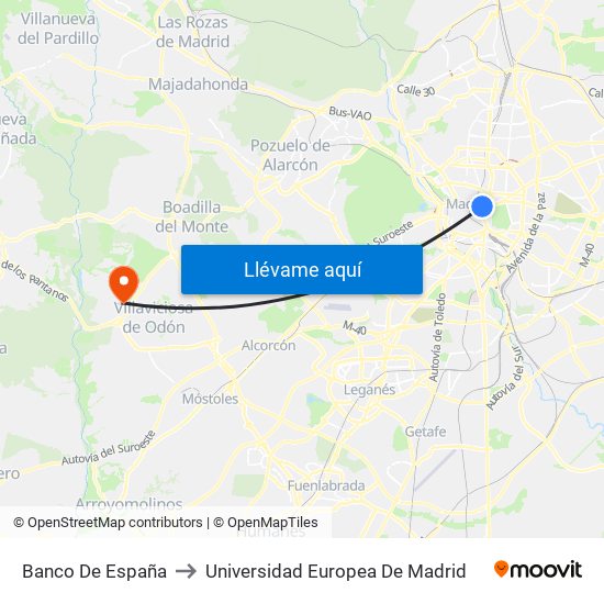 Banco De España to Universidad Europea De Madrid map
