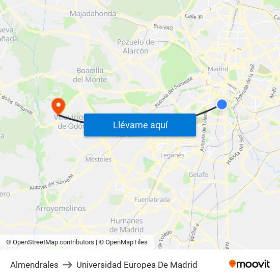 Almendrales to Universidad Europea De Madrid map