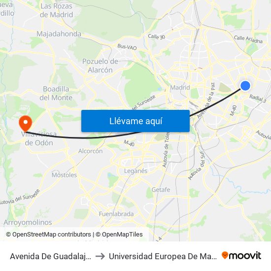 Avenida De Guadalajara to Universidad Europea De Madrid map