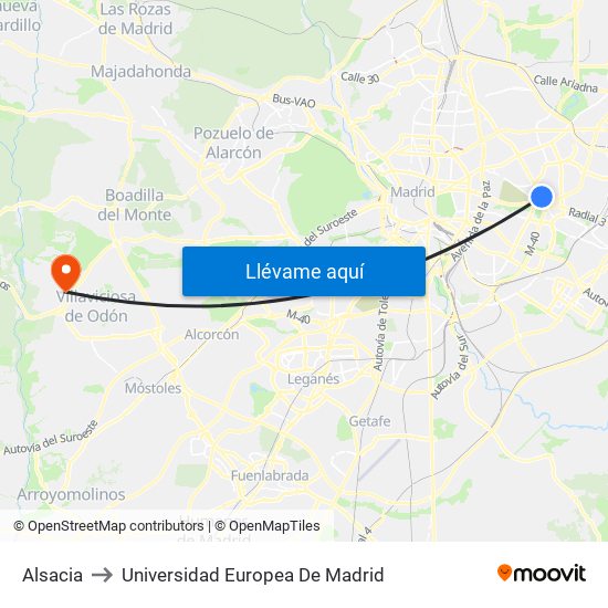 Alsacia to Universidad Europea De Madrid map