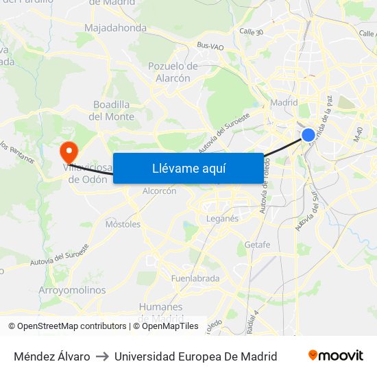 Méndez Álvaro to Universidad Europea De Madrid map