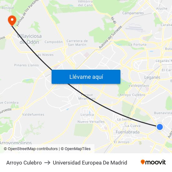 Arroyo Culebro to Universidad Europea De Madrid map