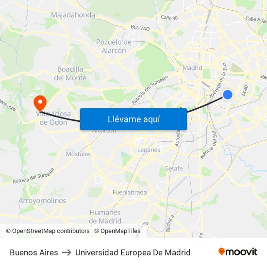Buenos Aires to Universidad Europea De Madrid map