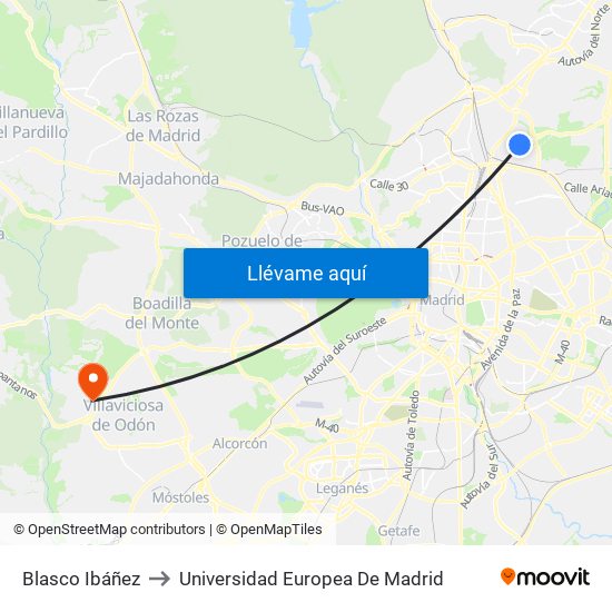 Blasco Ibáñez to Universidad Europea De Madrid map