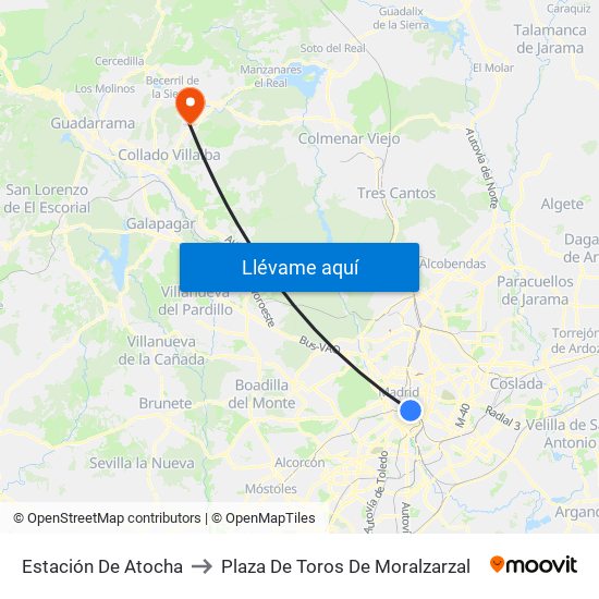 Estación De Atocha to Plaza De Toros De Moralzarzal map