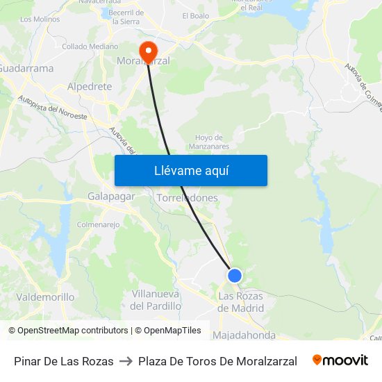 Pinar De Las Rozas to Plaza De Toros De Moralzarzal map