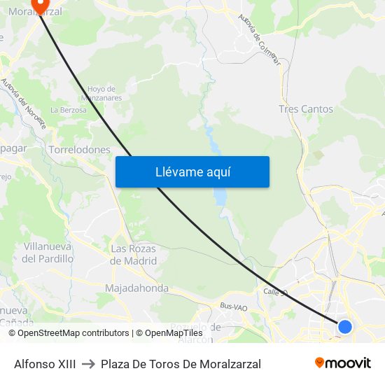 Alfonso XIII to Plaza De Toros De Moralzarzal map