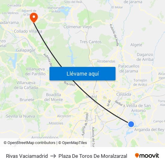 Rivas Vaciamadrid to Plaza De Toros De Moralzarzal map