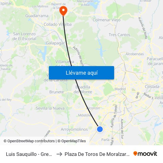 Luis Sauquillo - Grecia to Plaza De Toros De Moralzarzal map