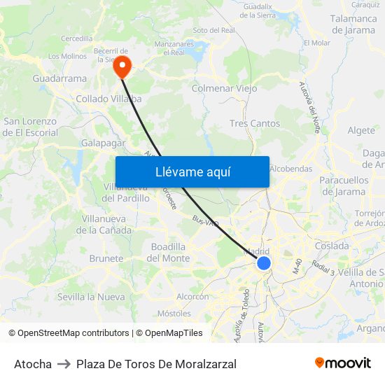 Atocha to Plaza De Toros De Moralzarzal map
