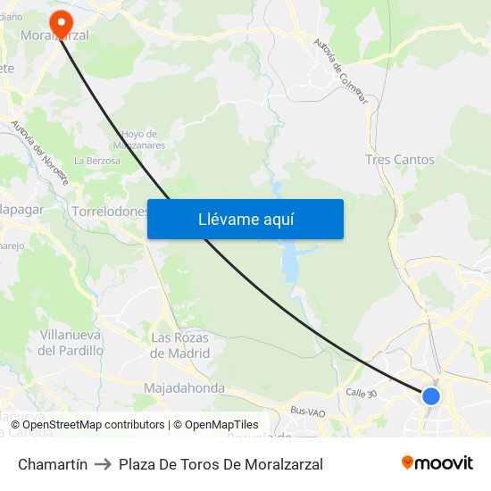 Chamartín to Plaza De Toros De Moralzarzal map