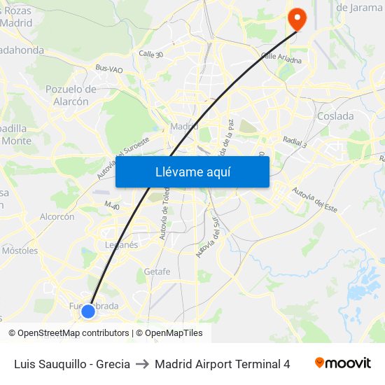Luis Sauquillo - Grecia to Madrid Airport Terminal 4 map