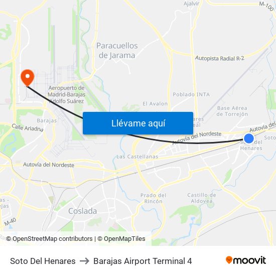 Soto Del Henares to Barajas Airport Terminal 4 map