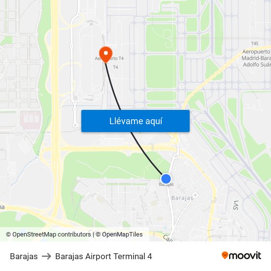 Barajas to Barajas Airport Terminal 4 map