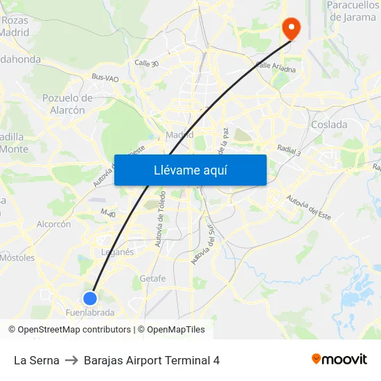 La Serna - Fuenlabrada to Barajas Airport Terminal 4 map