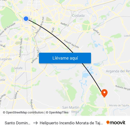Santo Domingo to Helipuerto Incendio Morata de Tajuña map