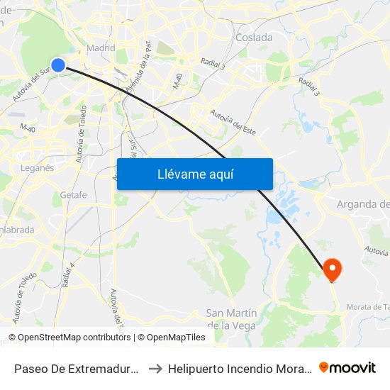 Paseo De Extremadura - El Greco to Helipuerto Incendio Morata de Tajuña map