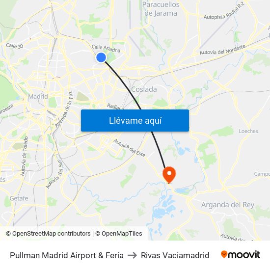 Pullman Madrid Airport & Feria to Rivas Vaciamadrid map