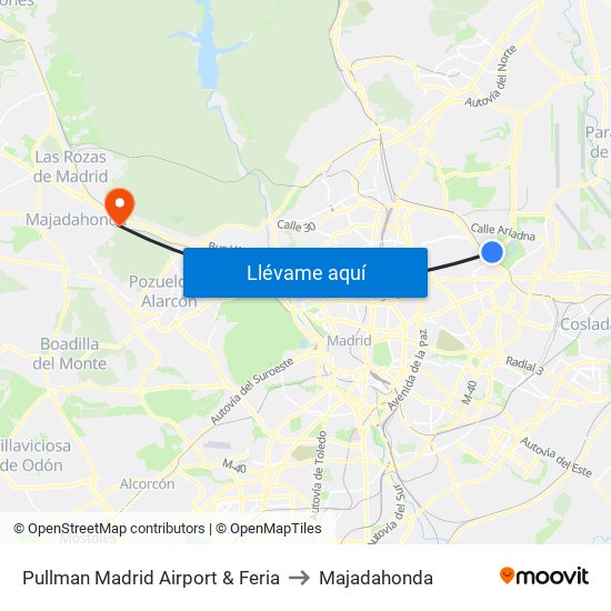 Pullman Madrid Airport & Feria to Majadahonda map