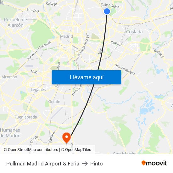 Pullman Madrid Airport & Feria to Pinto map
