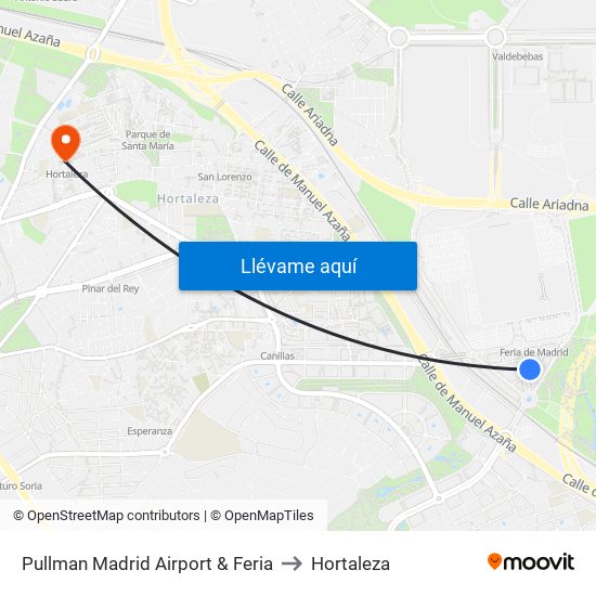 Pullman Madrid Airport & Feria to Hortaleza map