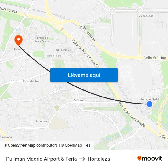 Pullman Madrid Airport & Feria to Hortaleza map