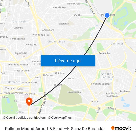 Pullman Madrid Airport & Feria to Sainz De Baranda map